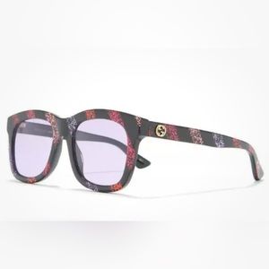 Authentic New Gucci GG0326S 004 glitter frame purple lens Sunglasses 52-21-145
